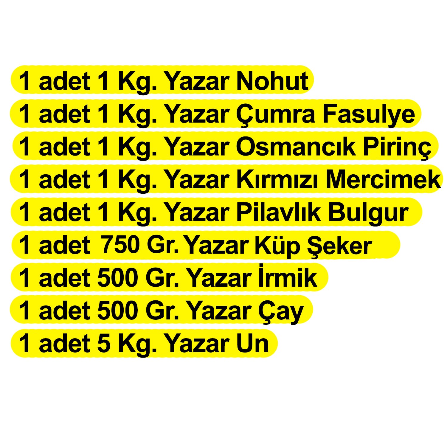 Yazar Ramazan Kumanya Gıda Kolisi Yardım Paketi 9 Parça 11,75 Kg